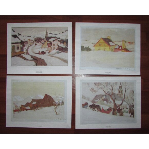Clarence A Gagnon Winter Prints - Set of 4 - Picture 1 of 9